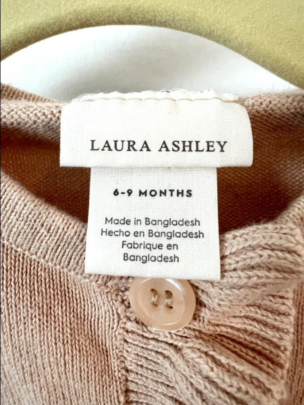 Dusty Pink Ruffle Laura Ashley Baby Girl Cardigan Cotton 6-9M Girly - Picture 5 of 5
